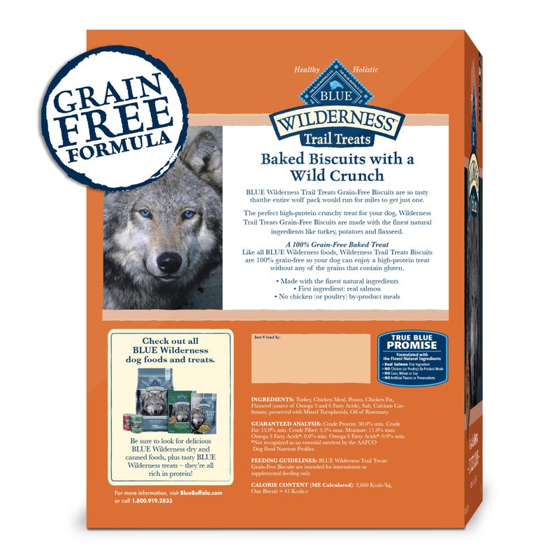 Blue Buffalo Wilderness Trail Treats Crunchy Dog Biscuits Grain-Free and High-Protein Dog Treats, Turkey Recipe 36-oz Box - Image 2