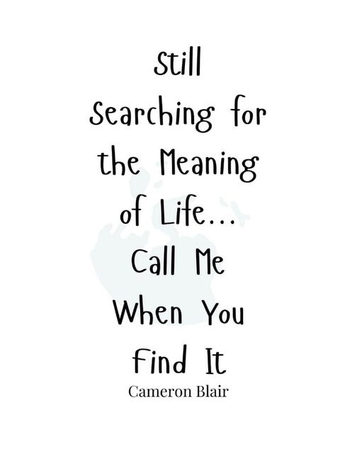 Still Searching for the Meaning of Life... Call Me When You Find It