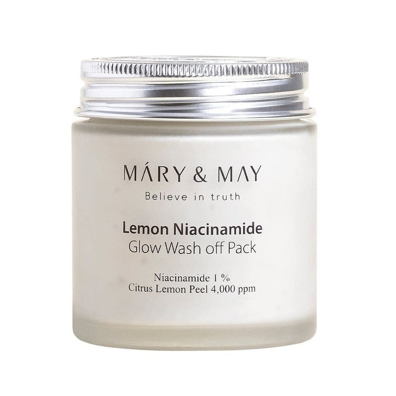 MARY & MAY Mary&May Lemon Niacinamide Glow Wash off Pack 125g, Lemon Peel Powder, Peach Extract, Vitanmin C, Niacinamide, Glow Wash off, 100% Vegan, Wash off mask - Image 1