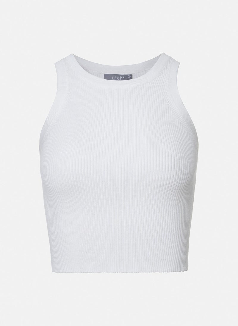 Lichi Ribbed-jersey crop top - Image 2