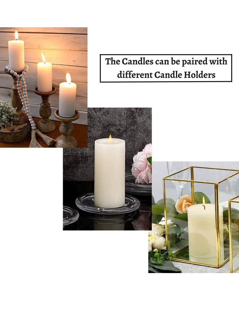 SIHIYA LIFE Set of 2 Ivory Pillar Candles| 3 x 6 inch | Unscented & Dripless Candles for Decor, Events, Restaurants | Natural Wax with Cotton Wicks | 70 hrs/candle Burn Time  - Image 4
