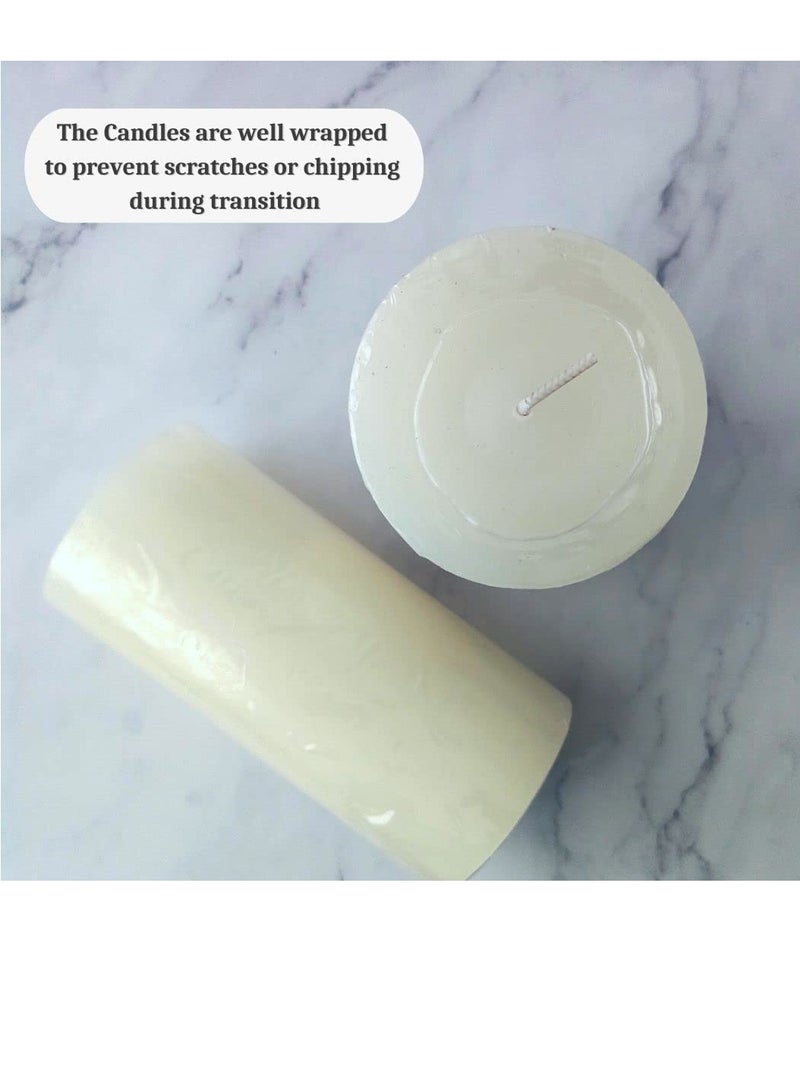 SIHIYA LIFE Set of 2 Ivory Pillar Candles| 3 x 6 inch | Unscented & Dripless Candles for Decor, Events, Restaurants | Natural Wax with Cotton Wicks | 70 hrs/candle Burn Time  - Image 5