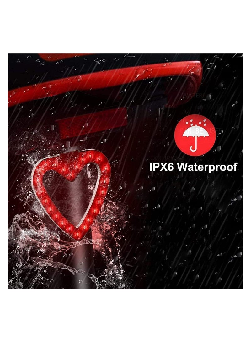 KASTWAVE Rechargeable Bike LED Tail Light Vintage Taillight Bicycle Rear Light Bright Heart-Shape Cycling Safety Warning Light Waterproof High Lumen Cycling Back Light for Optimum Cycling Safety - Image 2