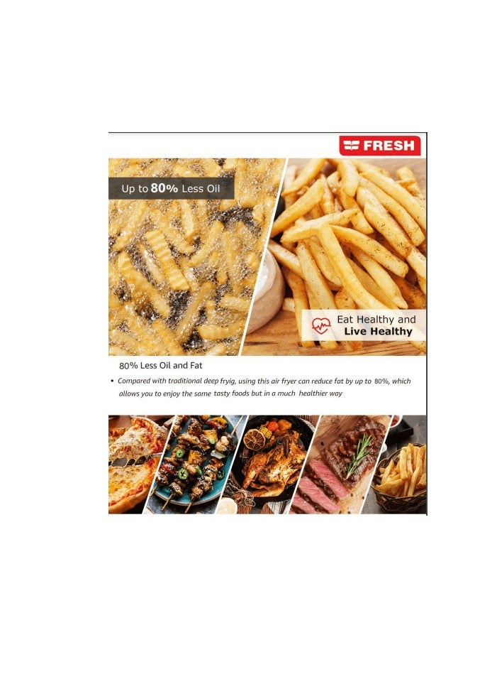 Fresh air fryer - X-Large, 7 liters, 1800 watts, white-gold color - Image 5