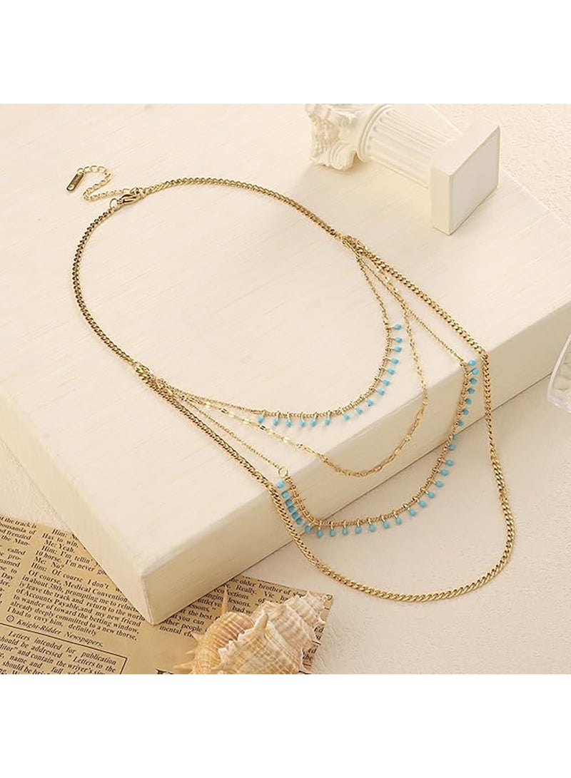 سالتي طقم سوار أنيق مزين بشراشيب عين الشر وقلادة ذهبية أنيقة متعددة الطبقات للنساء | طقم مجوهرات أنيق ومتين | ملابس عصرية يومية | هدية للزوجة والأخت والأم | مثالي لعيد الديوالي والكريسماس وأعياد الميلاد - Image 5