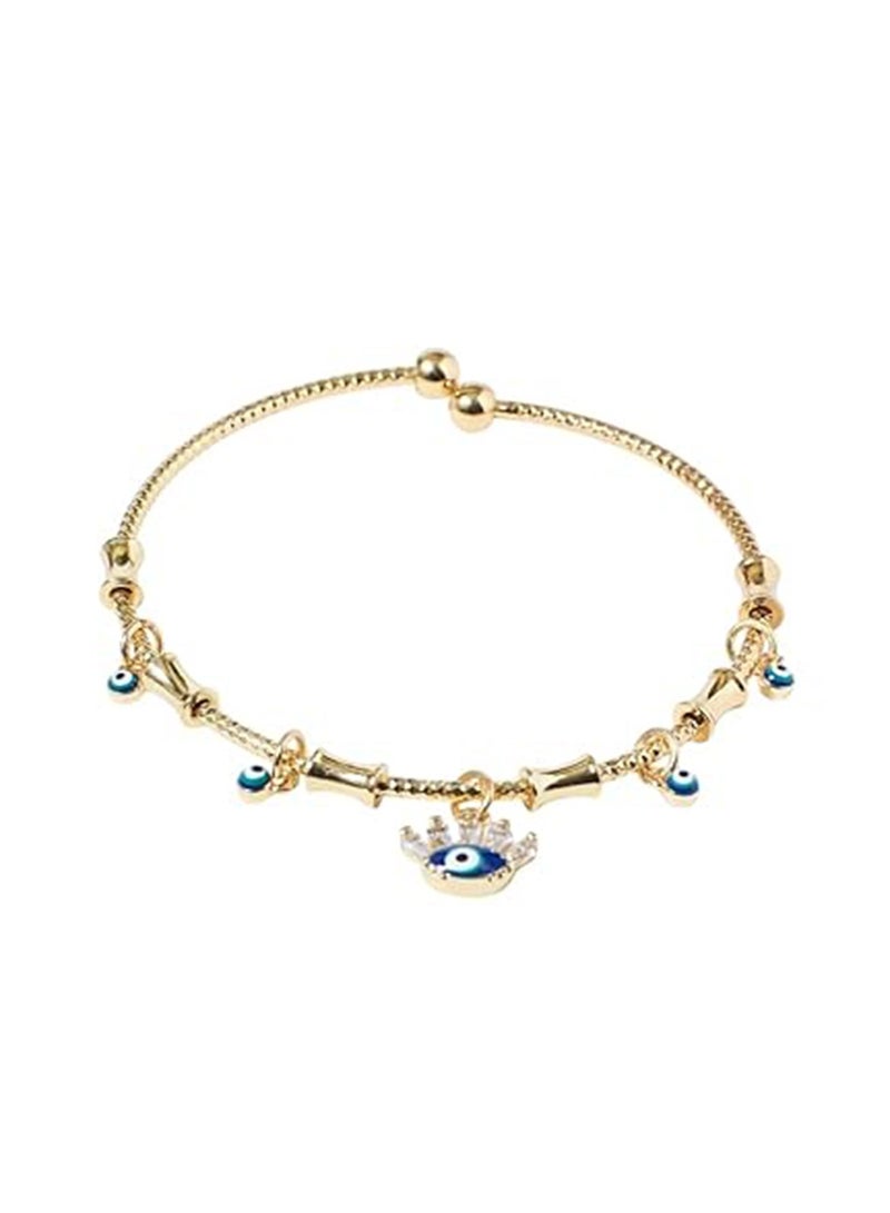 سالتي طقم سوار أنيق مزين بشراشيب عين الشر وقلادة ذهبية أنيقة متعددة الطبقات للنساء | طقم مجوهرات أنيق ومتين | ملابس عصرية يومية | هدية للزوجة والأخت والأم | مثالي لعيد الديوالي والكريسماس وأعياد الميلاد - Image 4