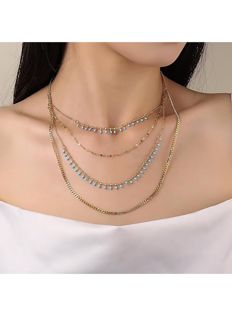 سالتي طقم سوار أنيق مزين بشراشيب عين الشر وقلادة ذهبية أنيقة متعددة الطبقات للنساء | طقم مجوهرات أنيق ومتين | ملابس عصرية يومية | هدية للزوجة والأخت والأم | مثالي لعيد الديوالي والكريسماس وأعياد الميلاد - Image 3