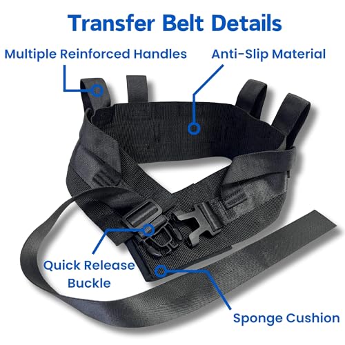 Homymusy Gait Belt,Lifting Belt with 7 Handles,Transfer Belt for Elderly and Disabled Adjustable Size 30 Inch to 50 Inch,Medical Nursing Safety Patient Assist - Image 2