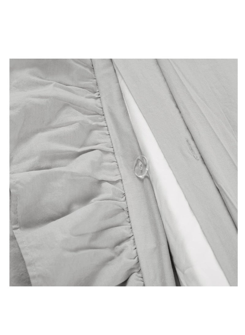 Donetella Duvet Set 3-Pcs Single Size Ruffled Super Soft Solid Comforter Cover Without Filler With Hidden Zipper Closure and Corner Ties (Without Filler ), Grey  - Image 4