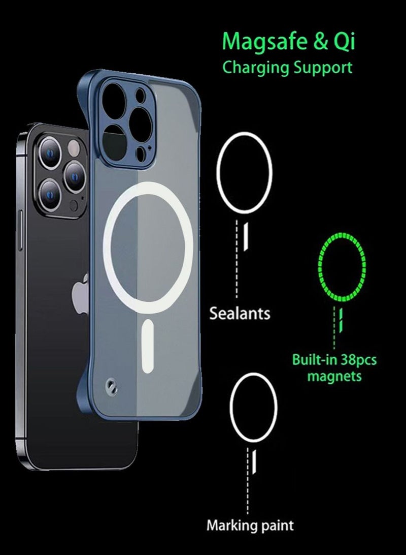 TEAM LUXURY Slim Case for iPhone 15 Pro Max Compatible with MagSafe, Ultra Thin Frameless Case Accessories with Mag Safe Wireless Charging, Anti-Yellow Shockproof Magnetic Cover for iPhone 15 Pro Max  - Image 3