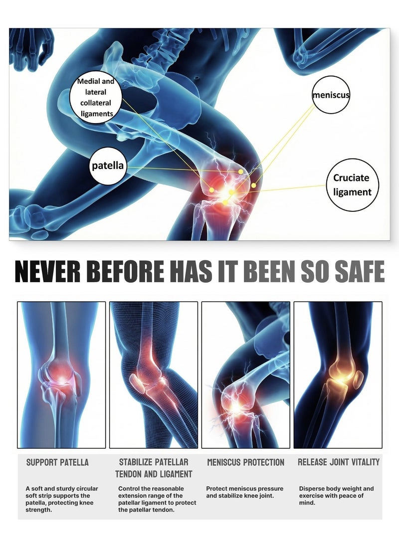 رئيس دعامة الركبة الداعمة، بحزامي ضغط قابلين للتعديل، لدعم الرضفة وحماية الغضروف الهلالي والأربطة، مصنوعة من النيوبرين التنفس للجري وكرة السلة وركوب الدراجات (للرجال والنساء) - Image 3