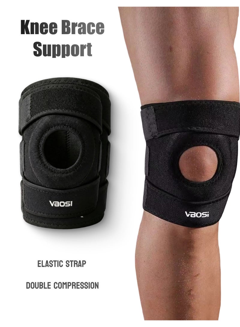 رئيس دعامة الركبة الداعمة، بحزامي ضغط قابلين للتعديل، لدعم الرضفة وحماية الغضروف الهلالي والأربطة، مصنوعة من النيوبرين التنفس للجري وكرة السلة وركوب الدراجات (للرجال والنساء) - Image 1