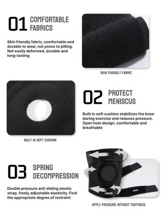 دعامة الركبة الداعمة، بحزامي ضغط قابلين للتعديل، لدعم الرضفة وحماية الغضروف الهلالي والأربطة، مصنوعة من النيوبرين التنفس للجري وكرة السلة وركوب الدراجات (للرجال والنساء) - view 5