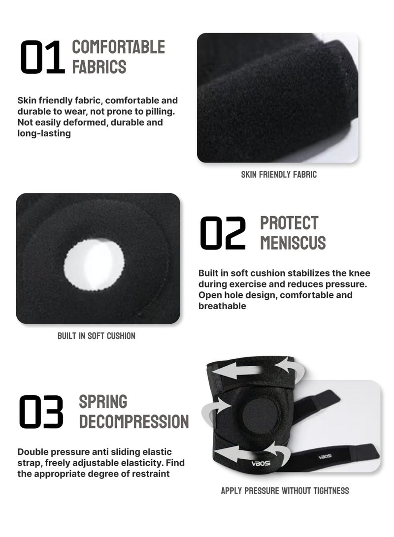 رئيس دعامة الركبة الداعمة، بحزامي ضغط قابلين للتعديل، لدعم الرضفة وحماية الغضروف الهلالي والأربطة، مصنوعة من النيوبرين التنفس للجري وكرة السلة وركوب الدراجات (للرجال والنساء) - Image 5