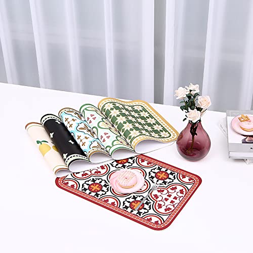 UNIQUE CART Heat Resistant Placemats for Dining Table Set of 6 Waterproof Wipeable Washable PU Table Mats Easy to Clean AntiSlip Place Mats 118 x 17