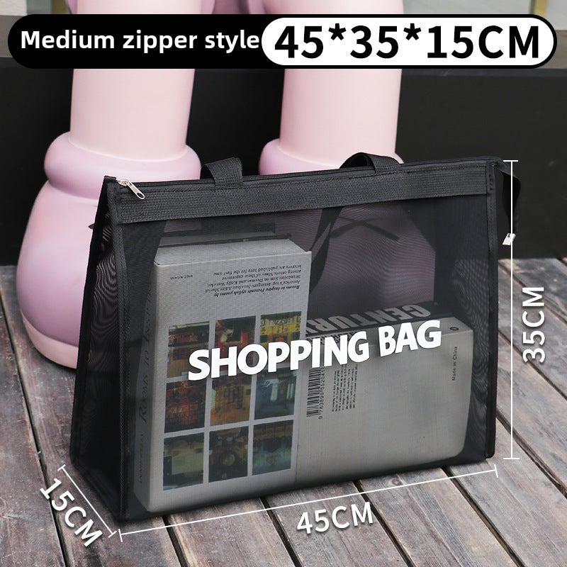 Thickened Commercial Eco-Friendly Shopping Tote Bag Medium zipper 45*35 * 15cm 