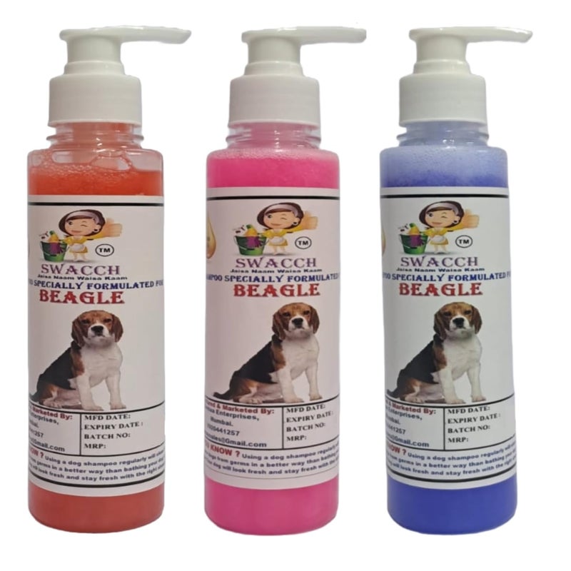 SWACCH Premium Shampoo for Beagle (200ML)(Combo Pack of 3) Jasmine, Rose & Lavender - Image 1