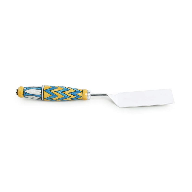 ExclusiveLane ExclusiveLane The Mughal Paich Daar HandPainted Serving Fork Scraper In Stainless Steel Ceramic Set of 2 Cake Cutter Slicer Salad Server Fork for Kitchen Serveware Dinning Table Accessories  - Image 4