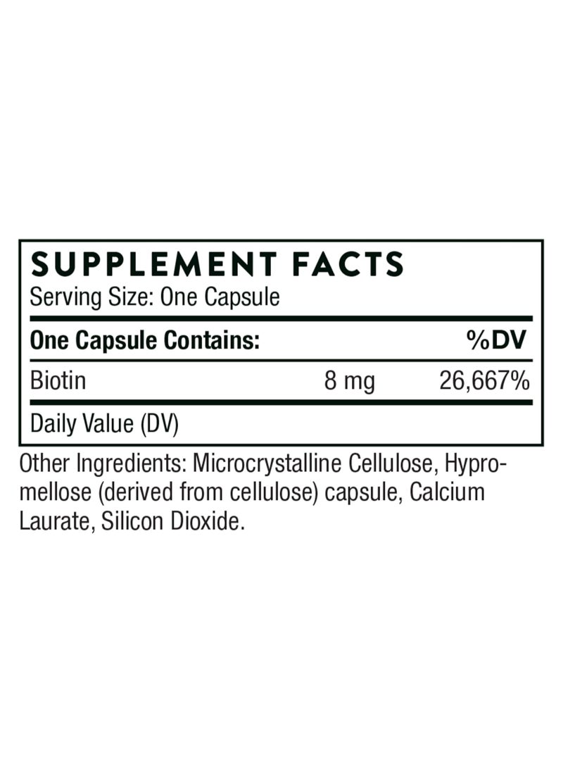 Thorne - Biotin 8000mcg, Dietary Supplement, 60 capsules - Image 1