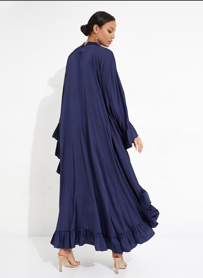 Rosette Abaya Navy Farasha style abaya - Image 3