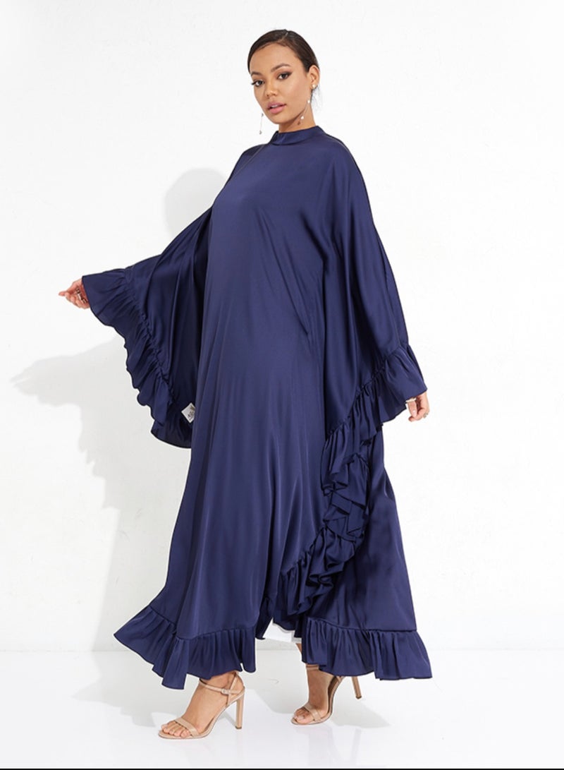 Rosette Abaya Navy Farasha style abaya - Image 4