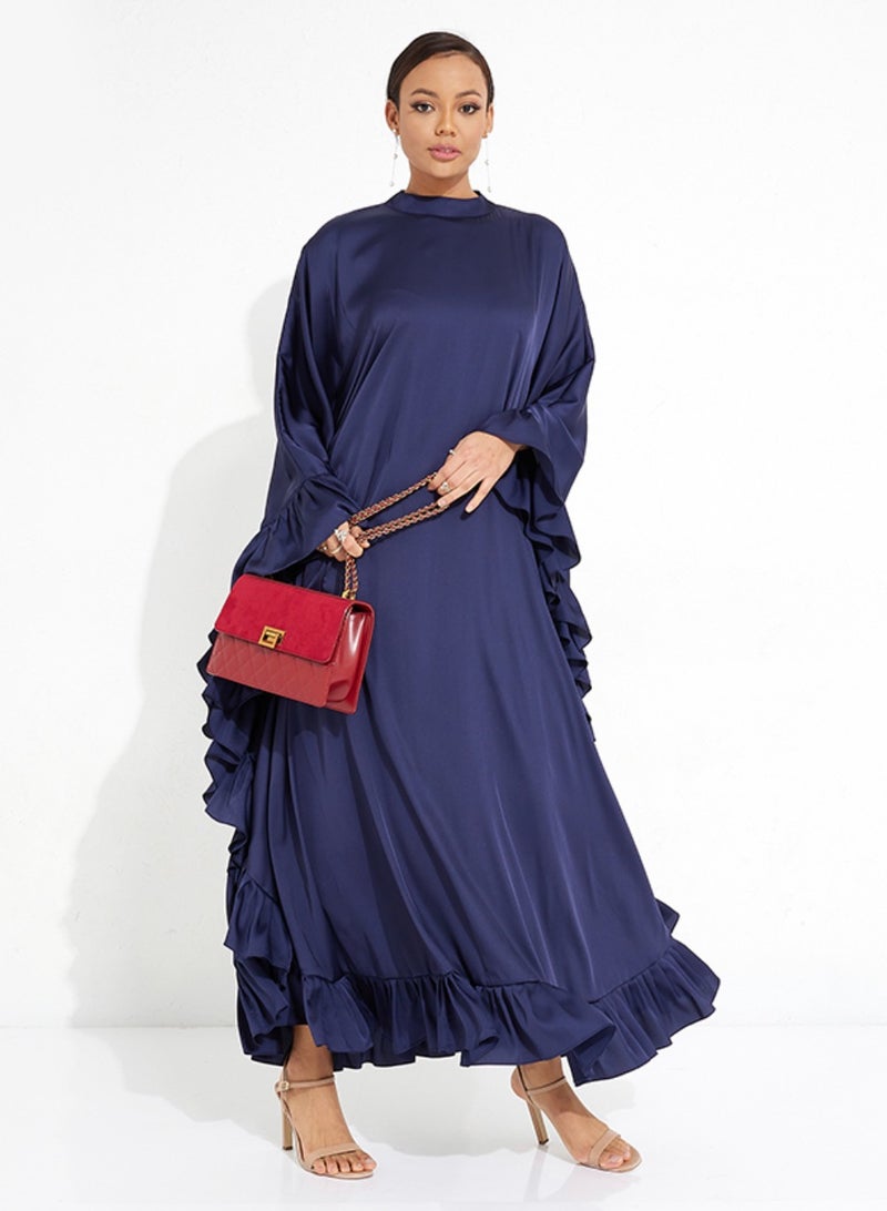 Rosette Abaya Navy Farasha style abaya - Image 1