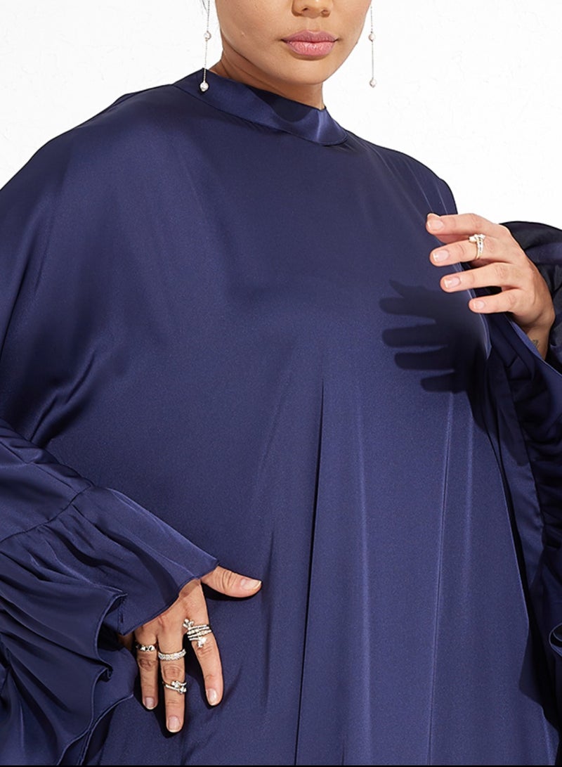 Rosette Abaya Navy Farasha style abaya - Image 2