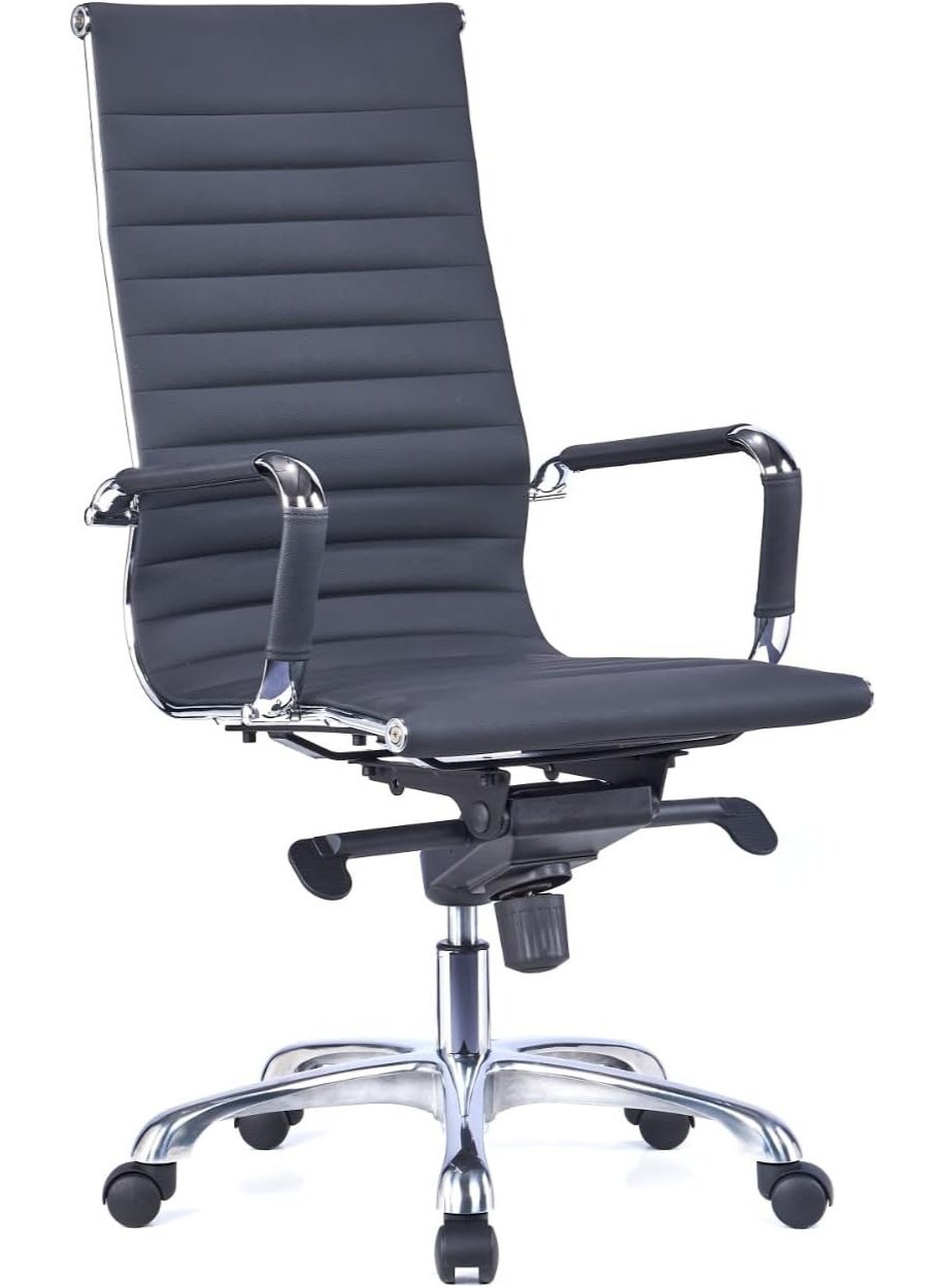 Kaliber Ignite High Back Chair – Luxurious PU Leather Upholstery, Adjustable 4-Angle Locking Synchro Mechanism, Sturdy Chrome Plated Frame, Smooth Mobility with Nylon Casters