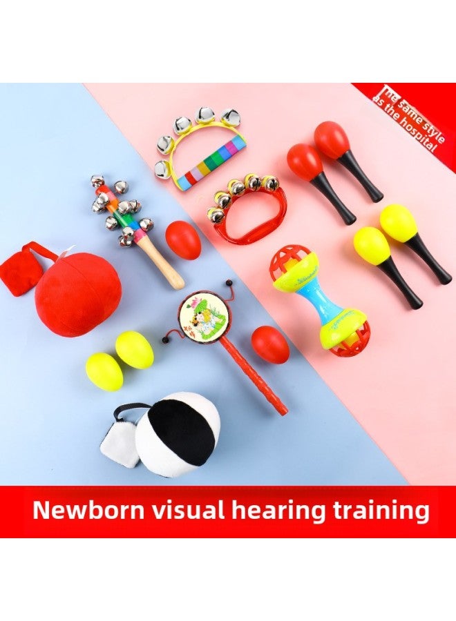 Hand Rattle Baby Newborn Baby Soothing Toy Sand Hammer Rattle Grasping Training Newborn Early Education 0-6 Months-Color:Black And White Ball + Sand Hammer + Sand Egg-Specifications: Newborn Visual Listening Training Toy - Image 2