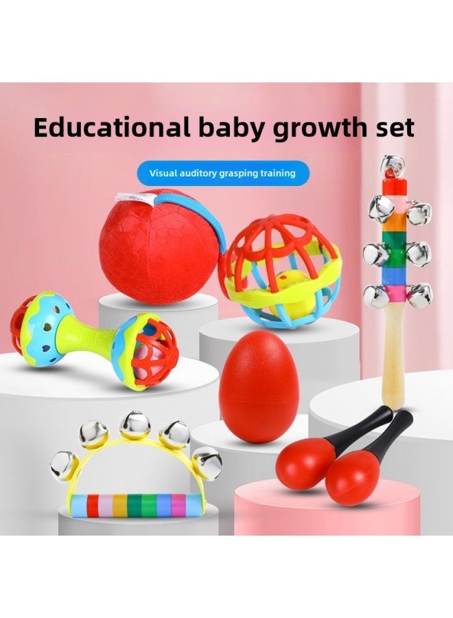 Hand Rattle Baby Newborn Baby Soothing Toy Sand Hammer Rattle Grasping Training Newborn Early Education 0-6 Months-Color:Black And White Ball + Sand Hammer + Sand Egg-Specifications: Newborn Visual Listening Training Toy - Image 4
