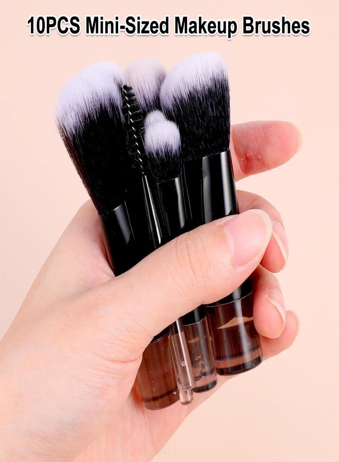 Kingtree Travel Makeup Brush Set, 10Pcs Mini Makeup Brushes with Pouch Portable ON THE GO Makeup Brush Travel Set, Easy-taken Full Complete Function Cosmetic Brushes for Flawless Makeup Looks - Image 3