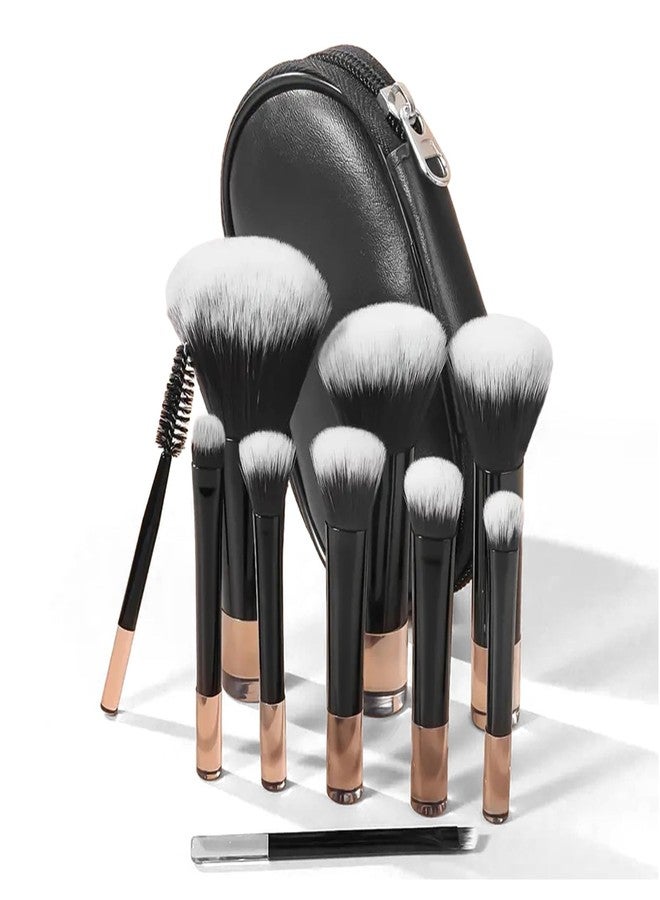 Kingtree Travel Makeup Brush Set, 10Pcs Mini Makeup Brushes with Pouch Portable ON THE GO Makeup Brush Travel Set, Easy-taken Full Complete Function Cosmetic Brushes for Flawless Makeup Looks - Image 1