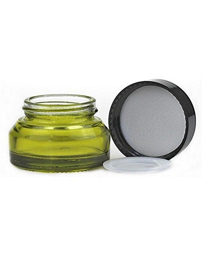 ericotry 3Pcs 15Ml 0.5Oz Green Glass Empty Refillable Cosmetic Cream Jars Inclined Shoulder Bottle Pot Container With Black Cap For Face Cream Salve Lip Balm Lotion And Diy Homemade Beauty Products - Image 3