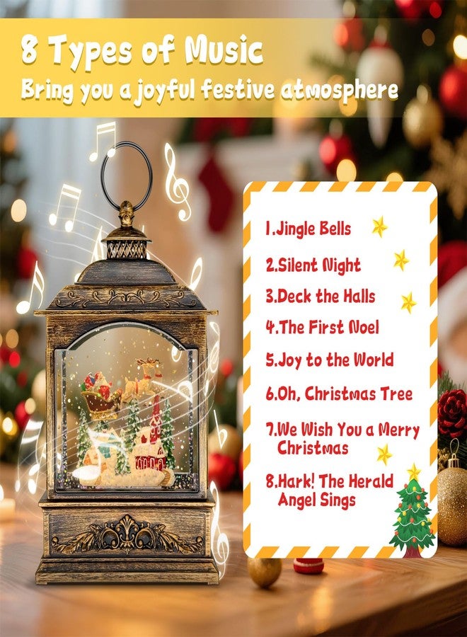 LLIBTYT Snow Scene Square Lantern, Containing A Snow Globe with Sparkling Glitter, Christmas Snow Scene Square Lantern with Santa Claus - Image 3