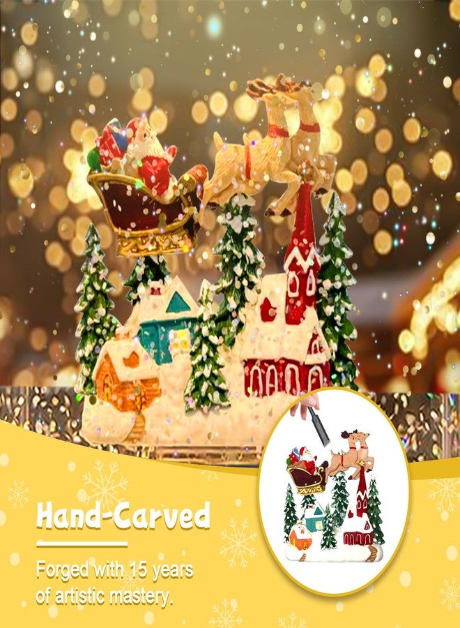 LLIBTYT Snow Scene Square Lantern, Containing A Snow Globe with Sparkling Glitter, Christmas Snow Scene Square Lantern with Santa Claus - Image 2