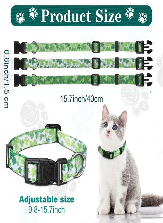 Weewooday 3 Pieces St. Patrick's Day Dog Collars Adjustable Collars for Dogs Dog Collars for Holiday Pet Supplies (Fresh Color,Shamrock Pattern) - Image 2