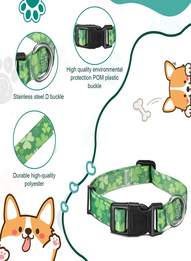 Weewooday 3 Pieces St. Patrick's Day Dog Collars Adjustable Collars for Dogs Dog Collars for Holiday Pet Supplies (Fresh Color,Shamrock Pattern) - Image 3