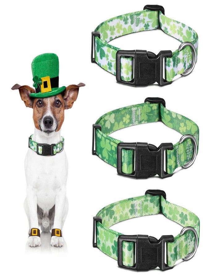 Weewooday 3 Pieces St. Patrick's Day Dog Collars Adjustable Collars for Dogs Dog Collars for Holiday Pet Supplies (Fresh Color,Shamrock Pattern) - Image 1