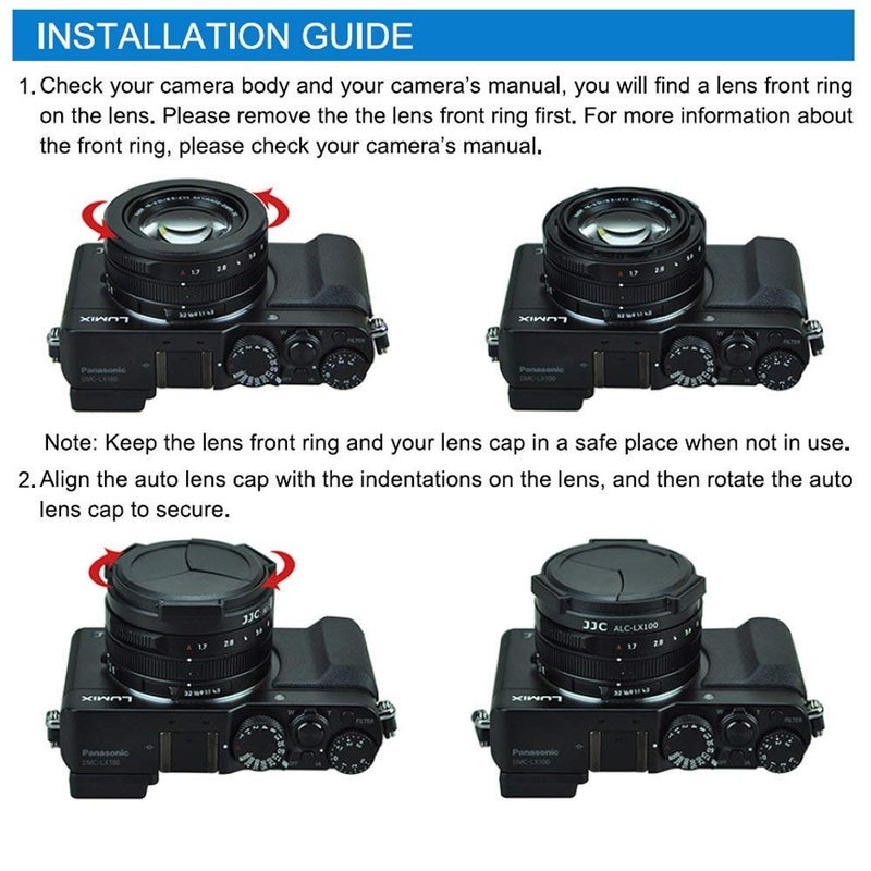 JJC Auto Open and Close Lens Cap Protector for Panasonic Lumix LX100 II (DC-LX100M2) DMC-LX100 Leica D-LUX (Typ 109) D-LUX 7 D-LUX 8 Replaces DMW-LFAC1K Automatic Lens Cap, Fits Filter Thickness Below 8mm - Image 4