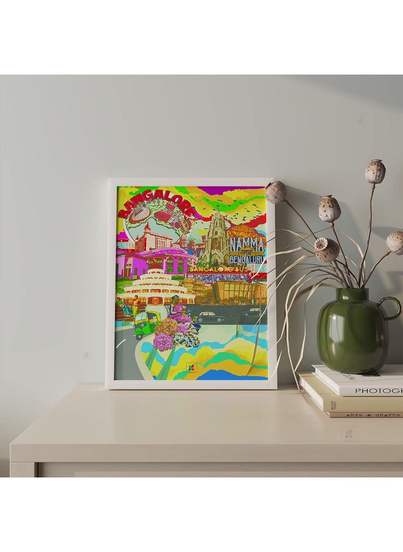 Art Street Art Street Pop Art Namma Bengaluru City Texture Paper Framed Art Print, Wall Décor For Home, Office & Living Room Decoration (13x17 Inch)  - Image 1