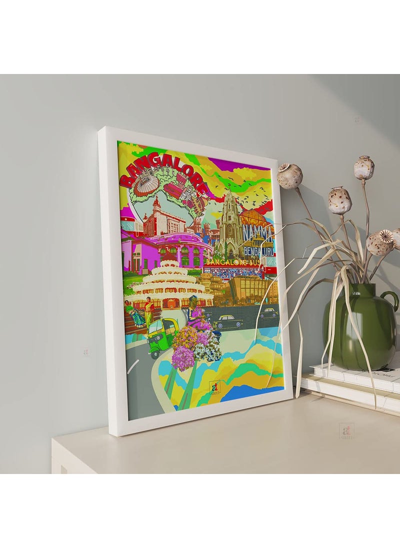 Art Street Art Street Pop Art Namma Bengaluru City Texture Paper Framed Art Print, Wall Décor For Home, Office & Living Room Decoration (13x17 Inch)  - Image 2