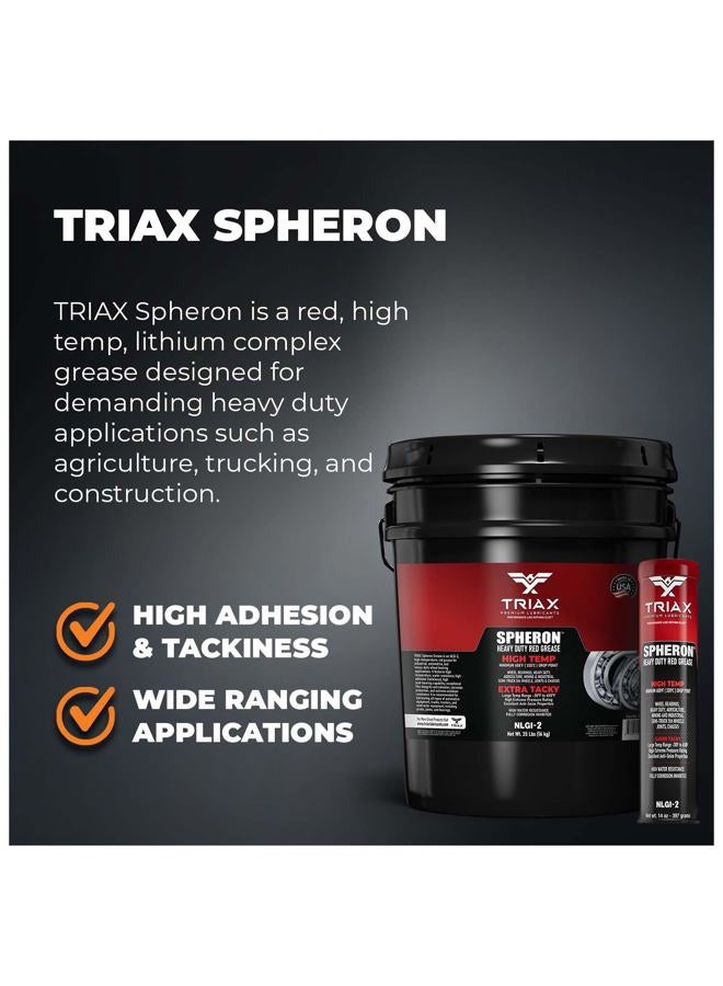TRIAX Spheron HT-2 Grease, Red Wheel Bearing, Lithium Complex, High Temp 550F, Ultra Tacky, Extreme Pressure, Virtually Waterproof, 14 Oz Cartridge (10 Tube Pack) - Image 3
