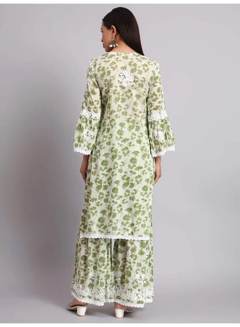 الايا مجموعة كورتا قطن شيكانكاري مطرزة يدويًا للنساء-AL4099KS