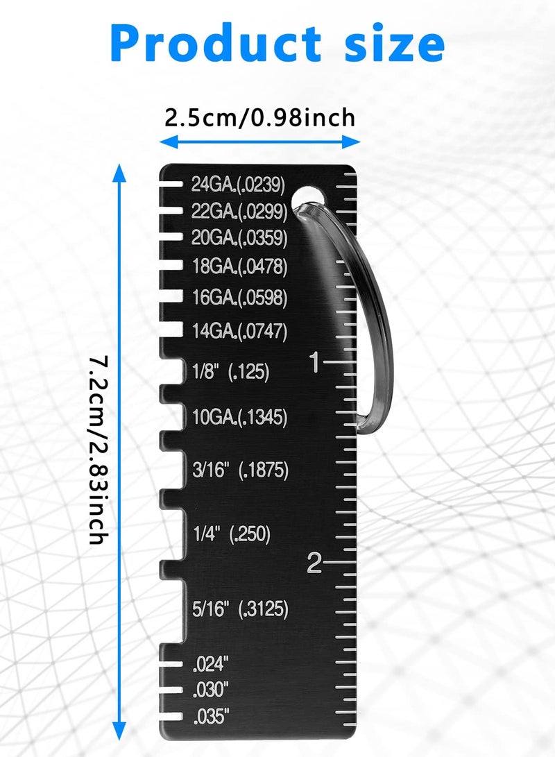 Excefore 4 Pieces Double-Sided Wire Metal Sheet Thickness Gauge, Portable Metal Gauge Measurement Tool, Double-Sided Plated Size Inspection Tool Accessories (Black) - Image 2