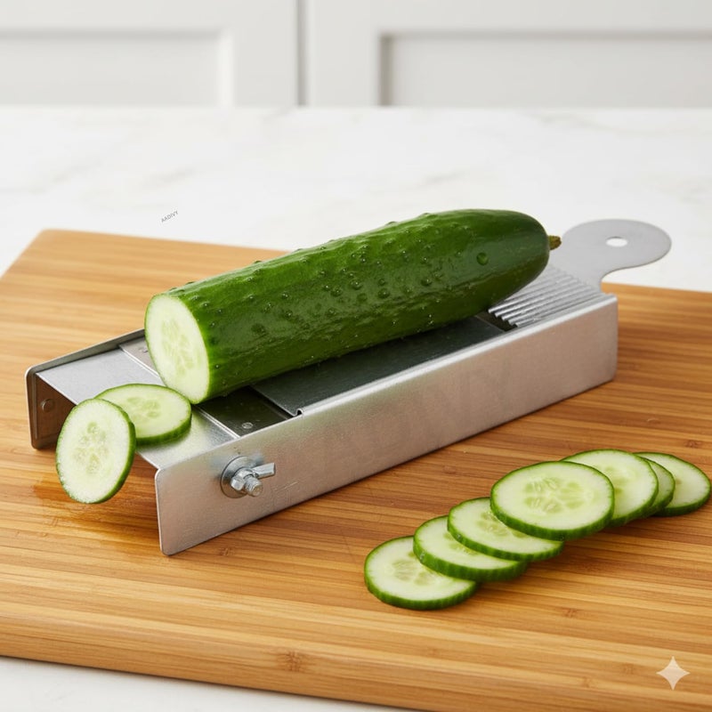 AAMATY Iron Potato Slicer 2-in-1 Adjustable Wafer Maker Machine | Heavy Duty Manual Mandoline Vegetable & Chipser Cutter | Stainless Steel Blade for Potato, Onion, Carrot, Cucumber, Banana & Cabbage - Image 2