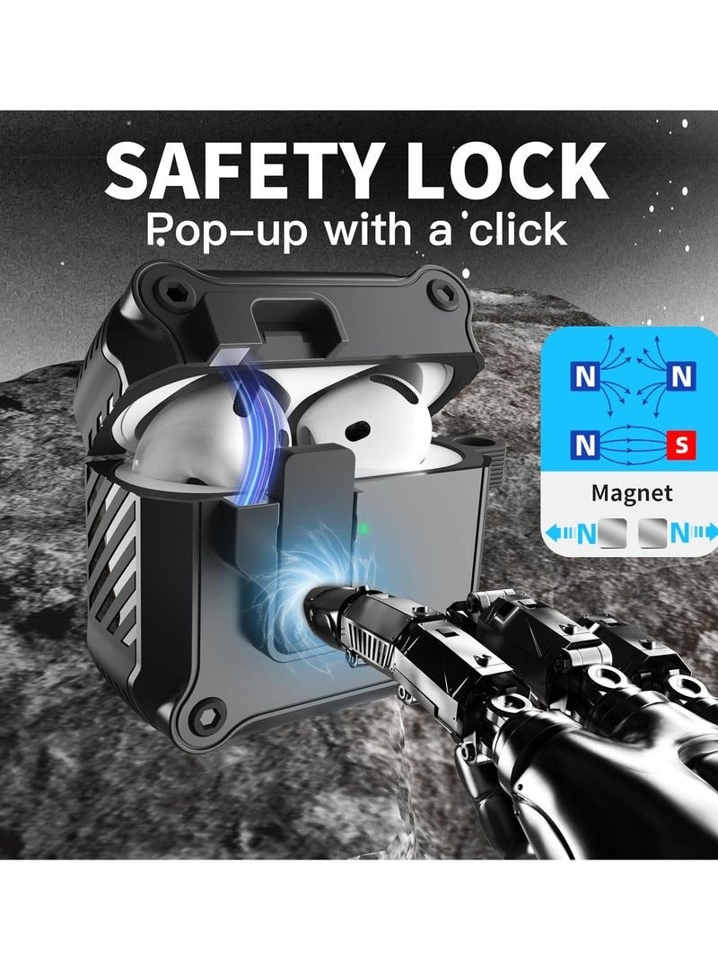 Airpods Pro 2 Case Cover 2022, Airpods Pro 2 Protective Case with Cleaning Kit, Shockproof Cover with Keychain Compatible with Apple Airpods Pro 2 2022 (Black) - Image 2