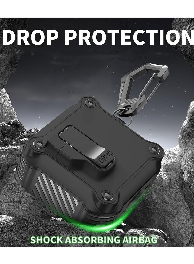 Airpods Pro 2 Case Cover 2022, Airpods Pro 2 Protective Case with Cleaning Kit, Shockproof Cover with Keychain Compatible with Apple Airpods Pro 2 2022 (Black) - Image 3