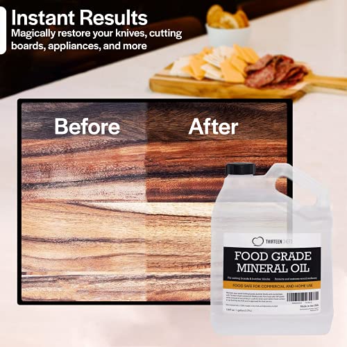 Thirteen Chefs Mineral Oil - 128oz Food Grade Conditioner for Wood Cutting Board, Countertop & Butcher Block, Lubricant for Knife or Meat Grinder - Safe USP Finish on Marble, Soapstone - Image 2