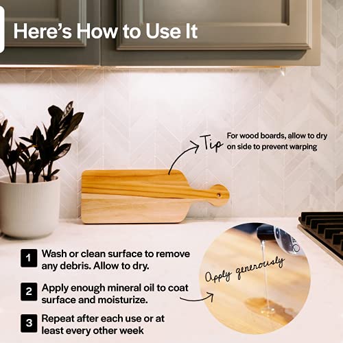 Thirteen Chefs Mineral Oil - 128oz Food Grade Conditioner for Wood Cutting Board, Countertop & Butcher Block, Lubricant for Knife or Meat Grinder - Safe USP Finish on Marble, Soapstone - Image 5