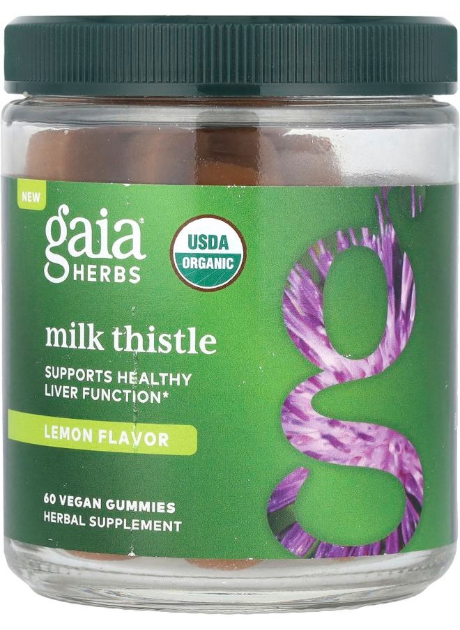Gaia Herbs Milk Thistle Gummies Lemon 60 Vegan Gummies 